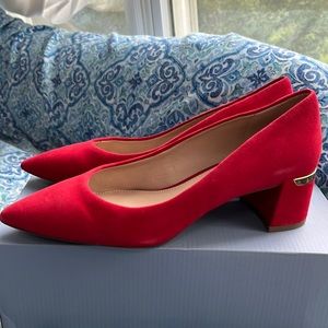 Red suede pointy Essex Lane shoes